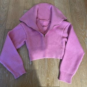 Jacquemus Pink Knit Crop Sweater Size: 34